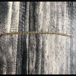 14K Tricolor Gold Herringbone Pattern Bracelet